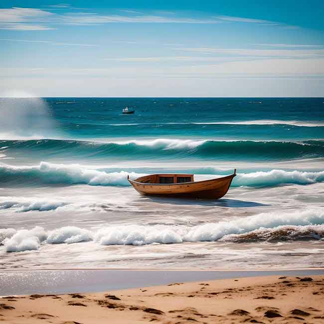 Benin Strand mit Boot